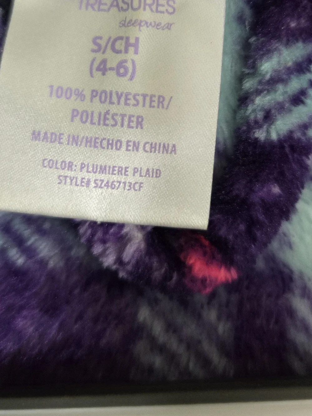 Womans  Plush Plaid Hooded Bathrobe - Purple & Mint #547